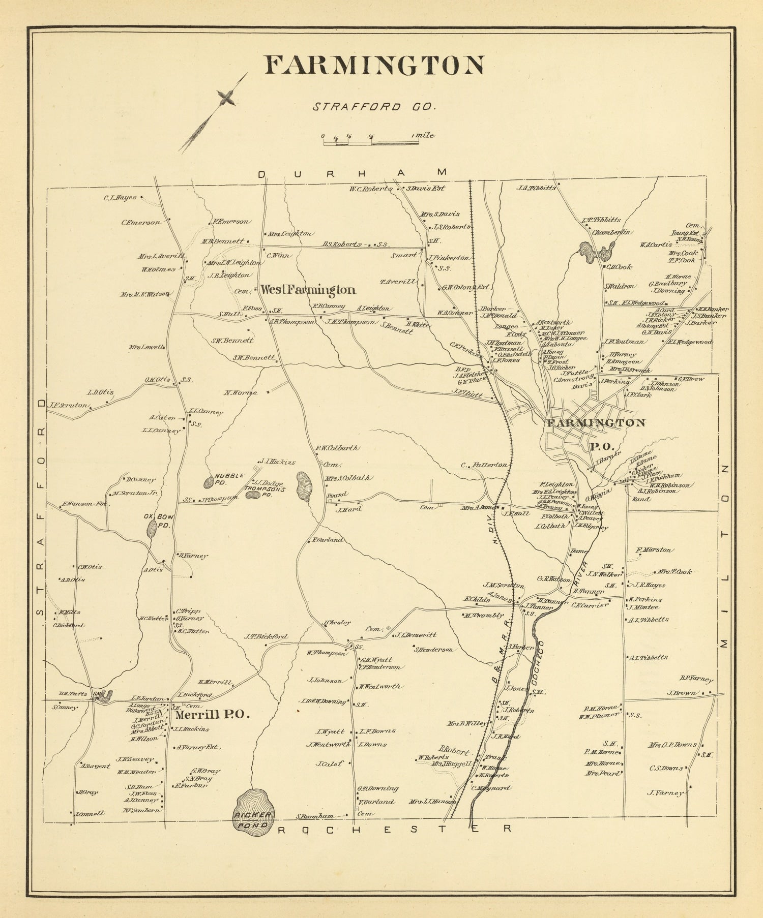 Vintage Map of Farmington, New Hampshire 1892