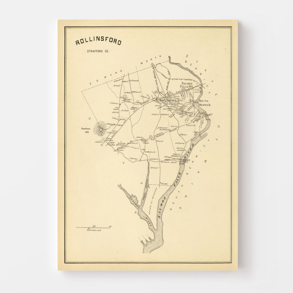 Vintage Map of Rollinsford, New Hampshire 1892