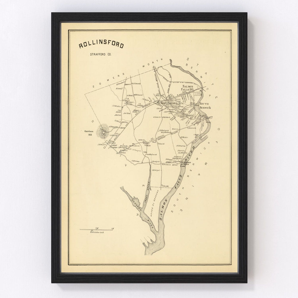 Vintage Map of Rollinsford, New Hampshire 1892