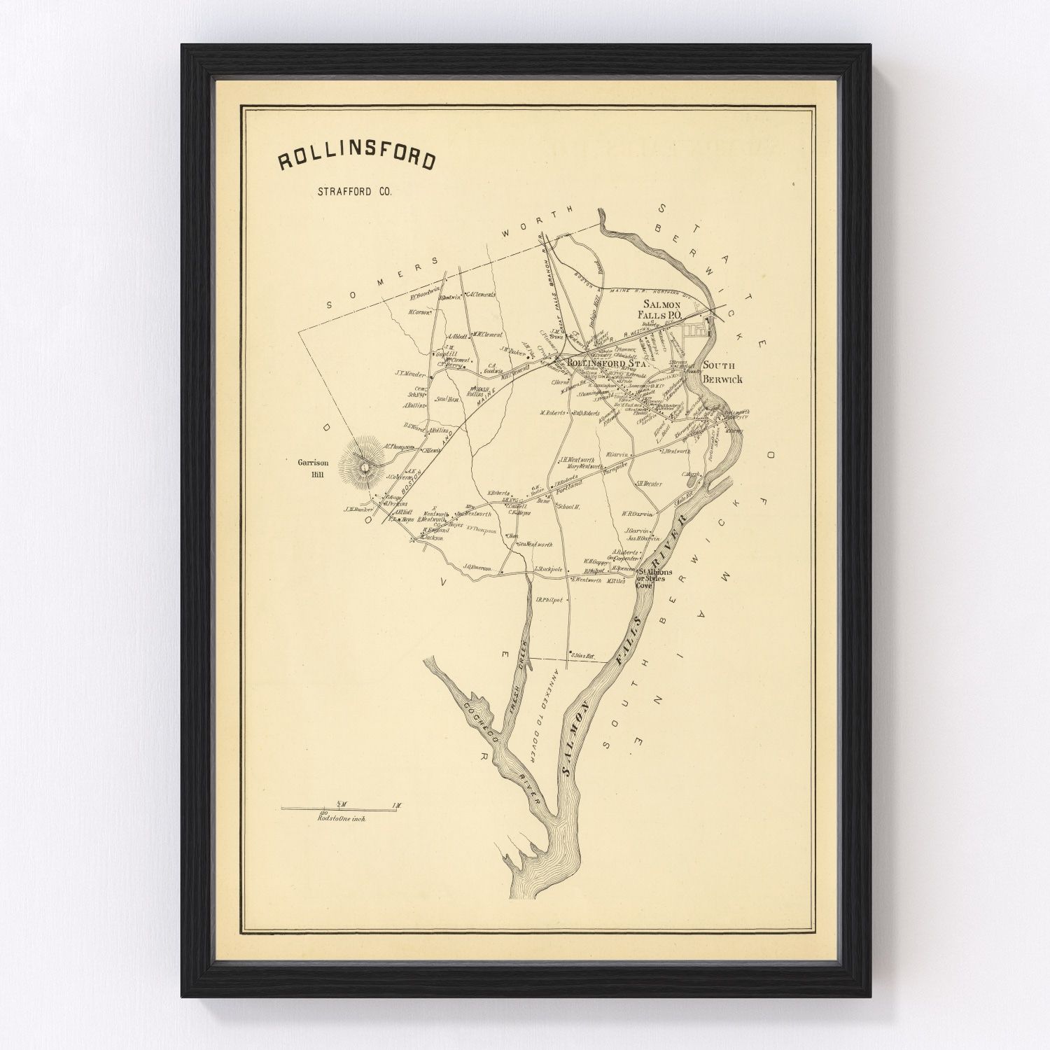 Vintage Map of Rollinsford, New Hampshire 1892