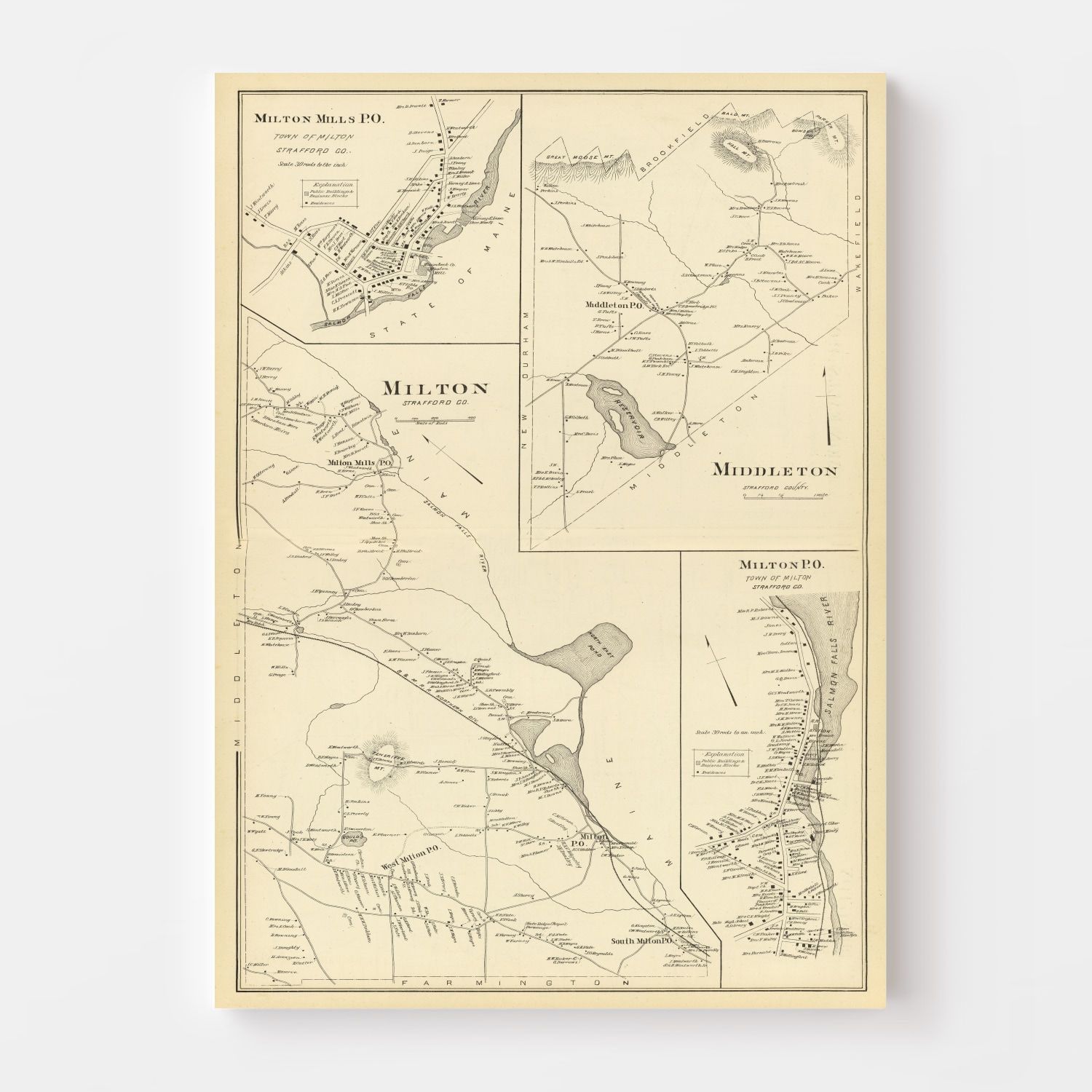 Vintage Map of Middleton, New Hampshire 1892