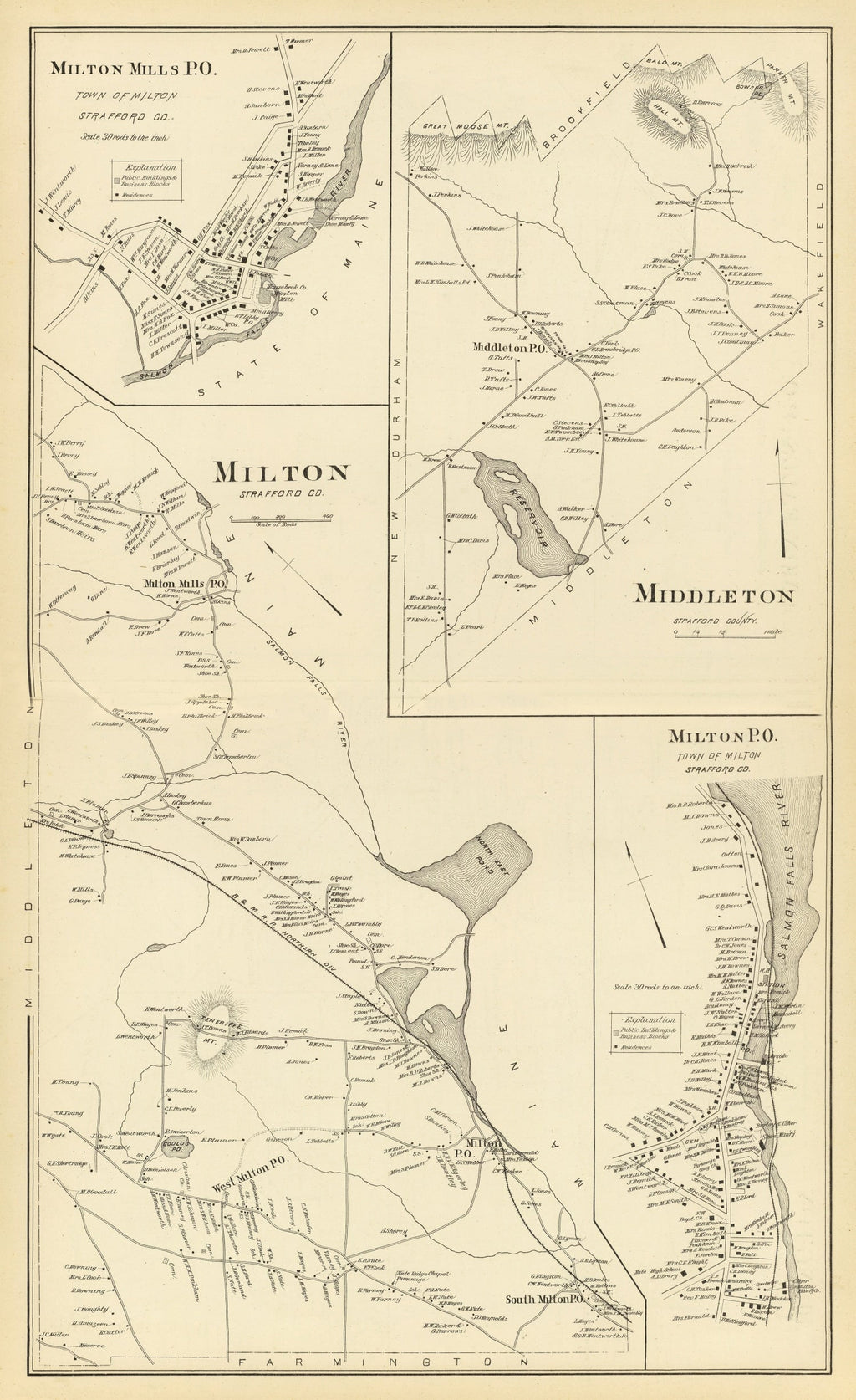 Vintage Map of Middleton, New Hampshire 1892
