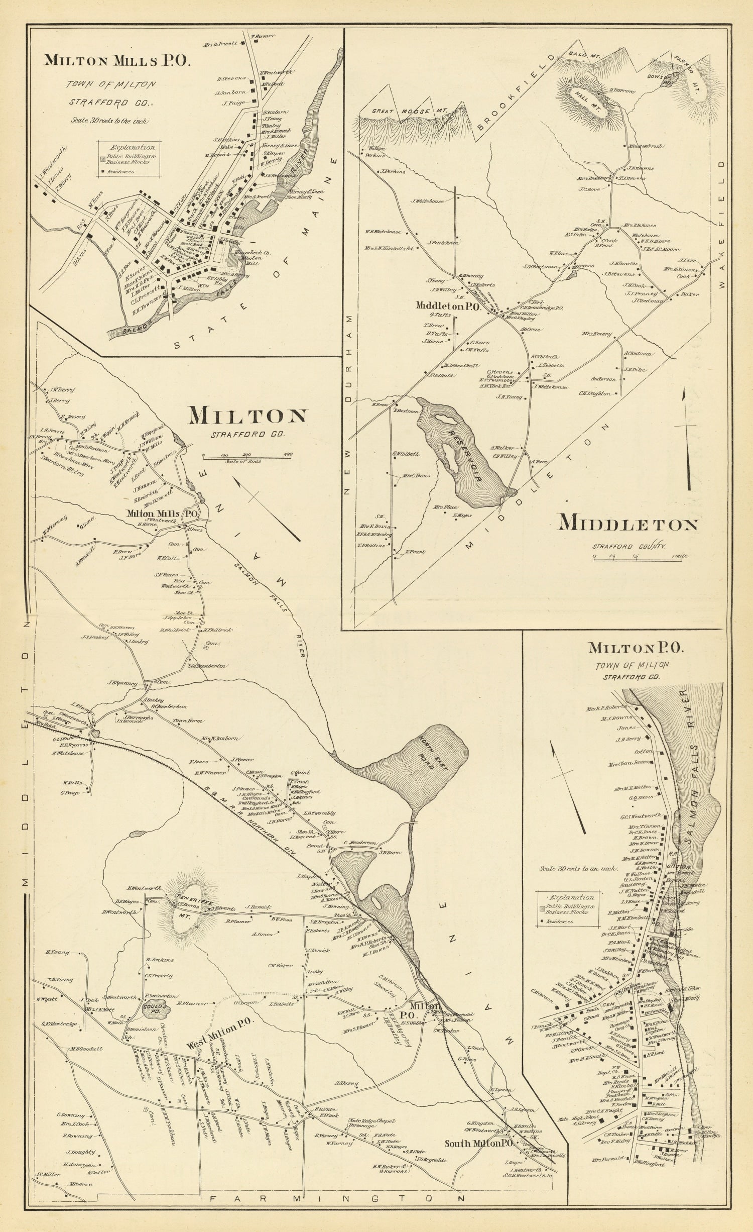 Vintage Map of Middleton, New Hampshire 1892