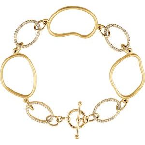 14K Yellow Gold 5/8 CTW Natural Diamond Open Silhouette 8" Bracelet