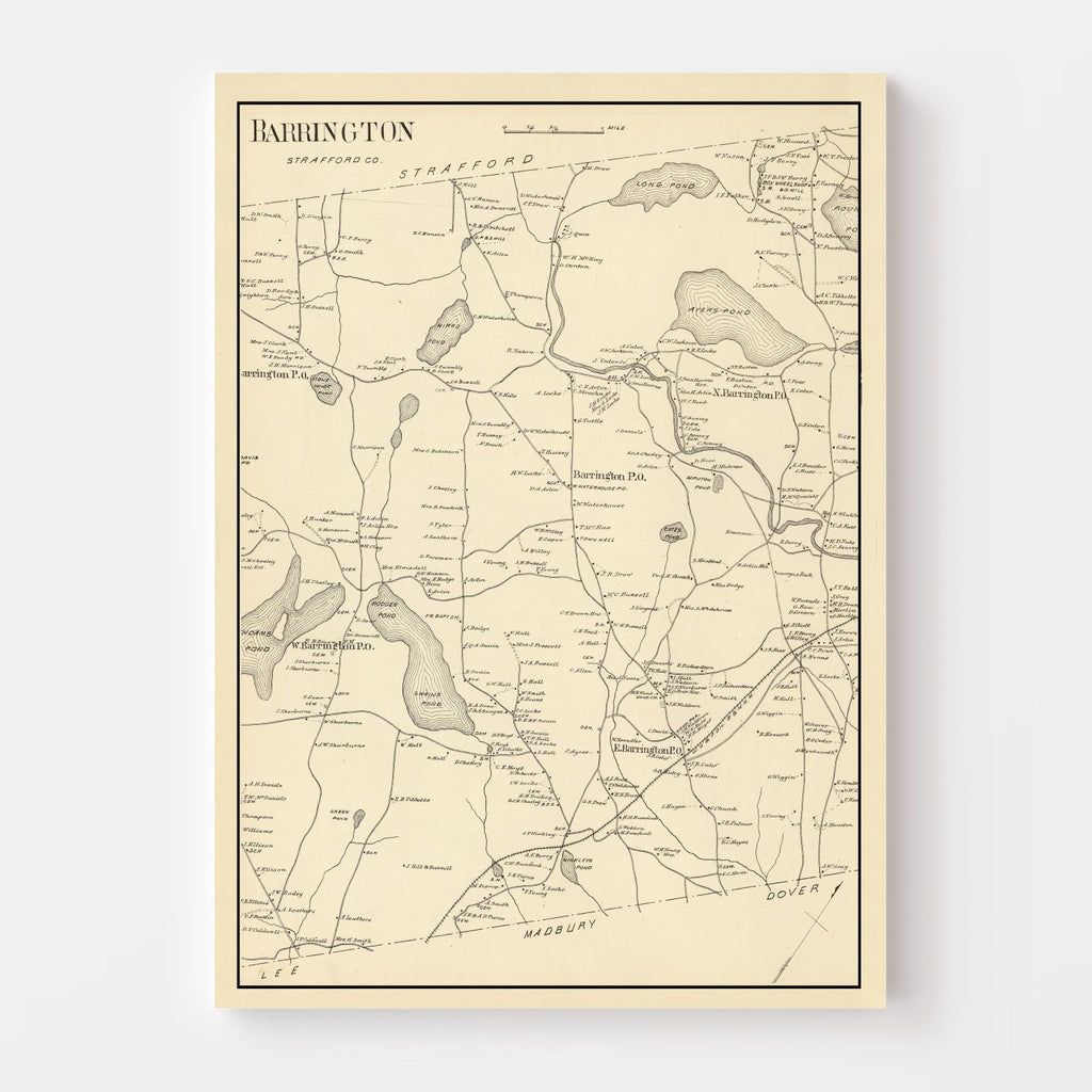 Vintage Map of Barrington, New Hampshire 1892