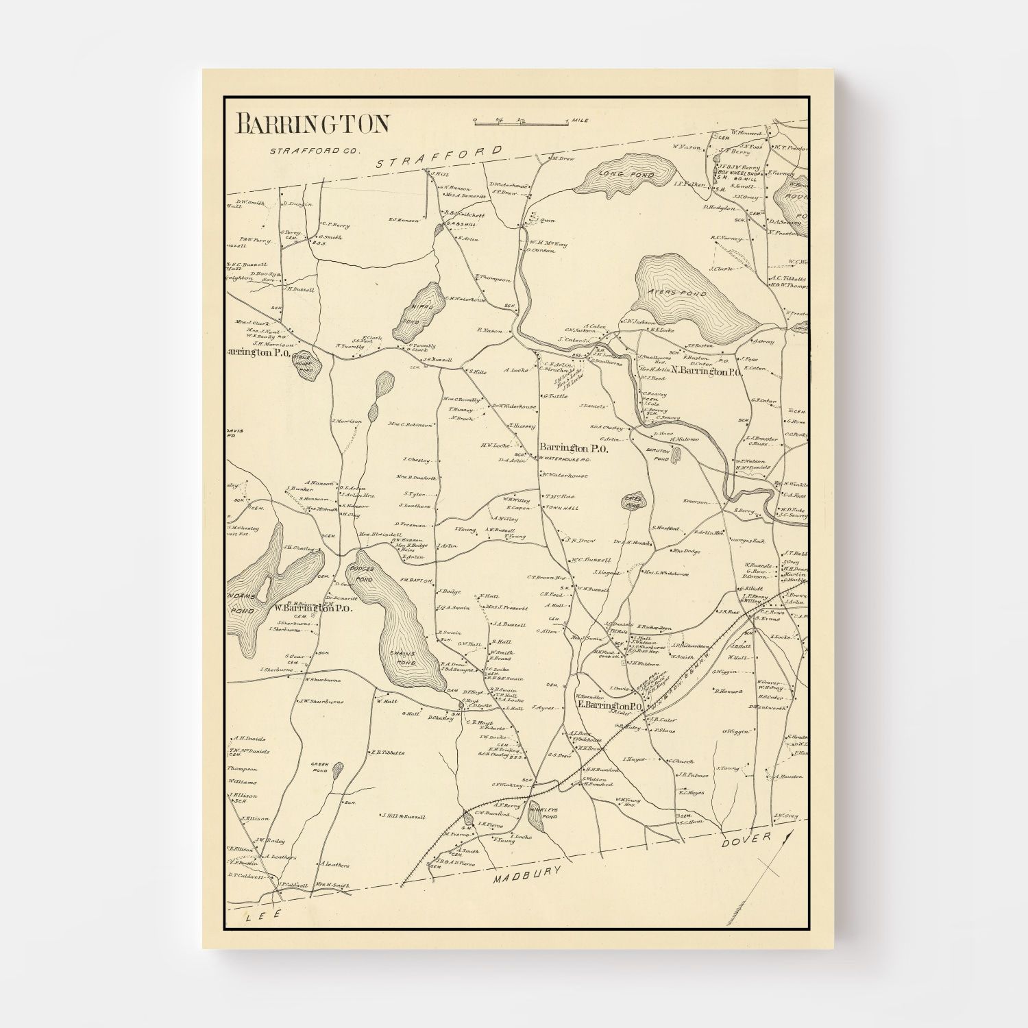 Vintage Map of Barrington, New Hampshire 1892