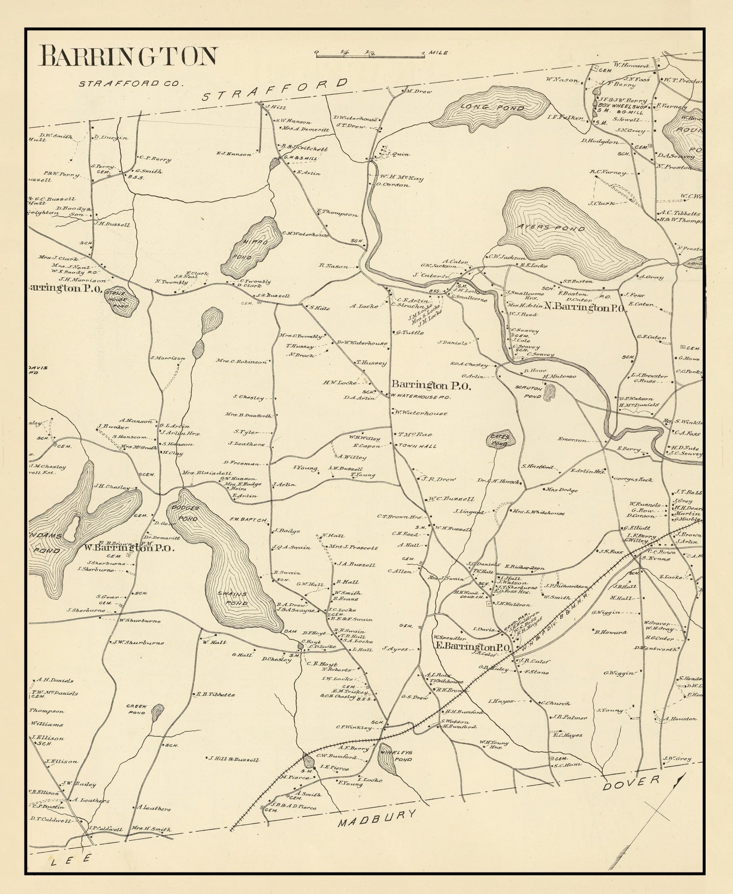 Vintage Map of Barrington, New Hampshire 1892