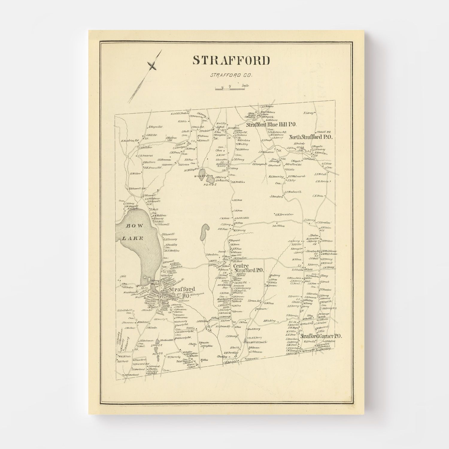 Vintage Map of Strafford, New Hampshire 1892