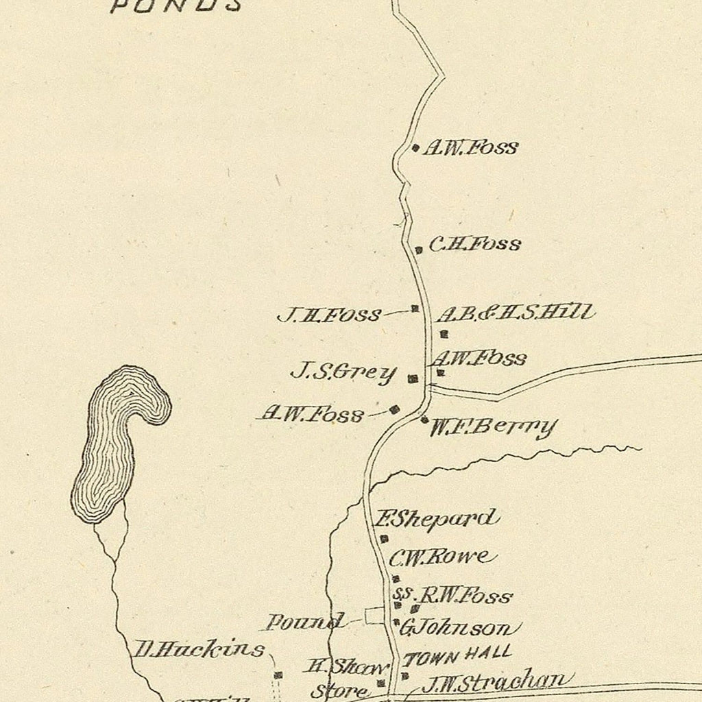 Vintage Map of Strafford, New Hampshire 1892