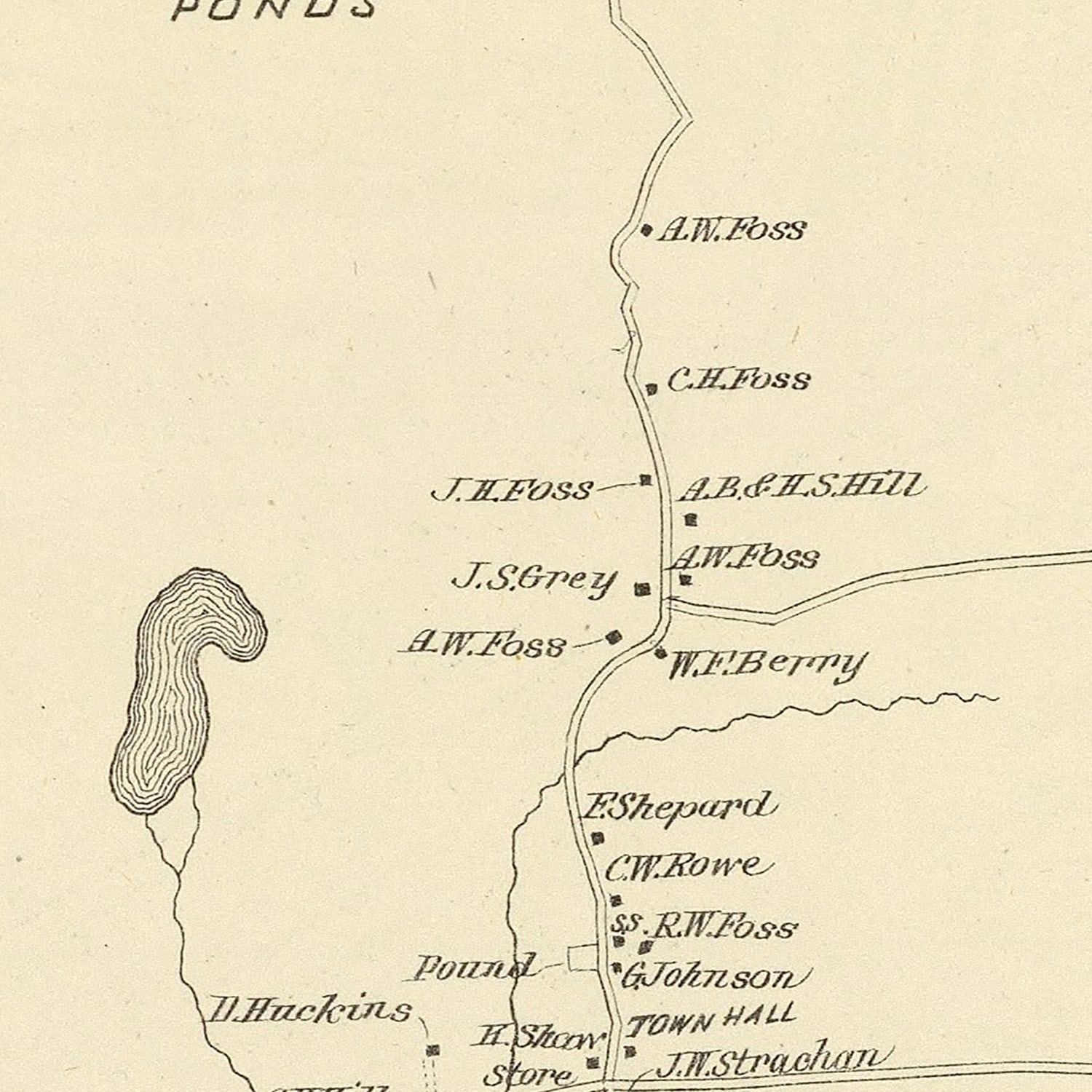 Vintage Map of Strafford, New Hampshire 1892