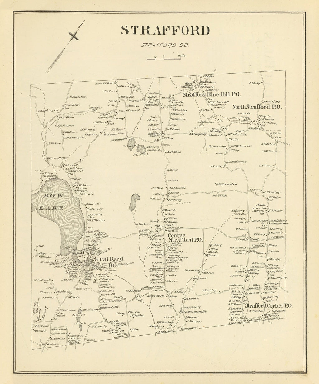 Vintage Map of Strafford, New Hampshire 1892
