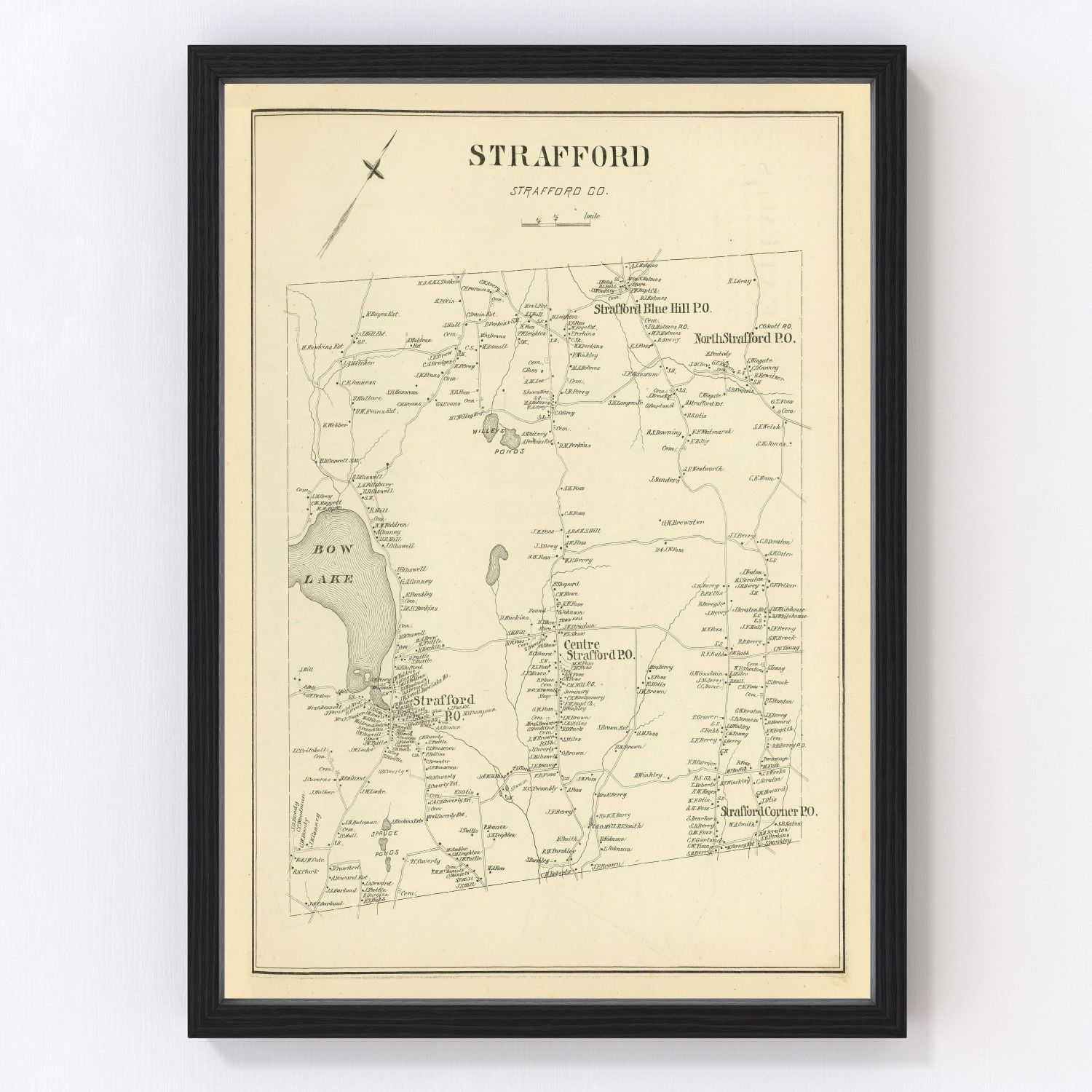 Vintage Map of Strafford, New Hampshire 1892