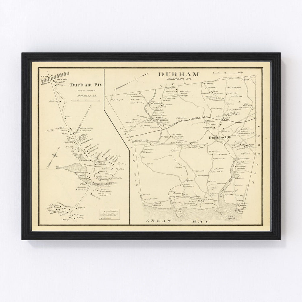 Vintage Map of Durham, New Hampshire 1892