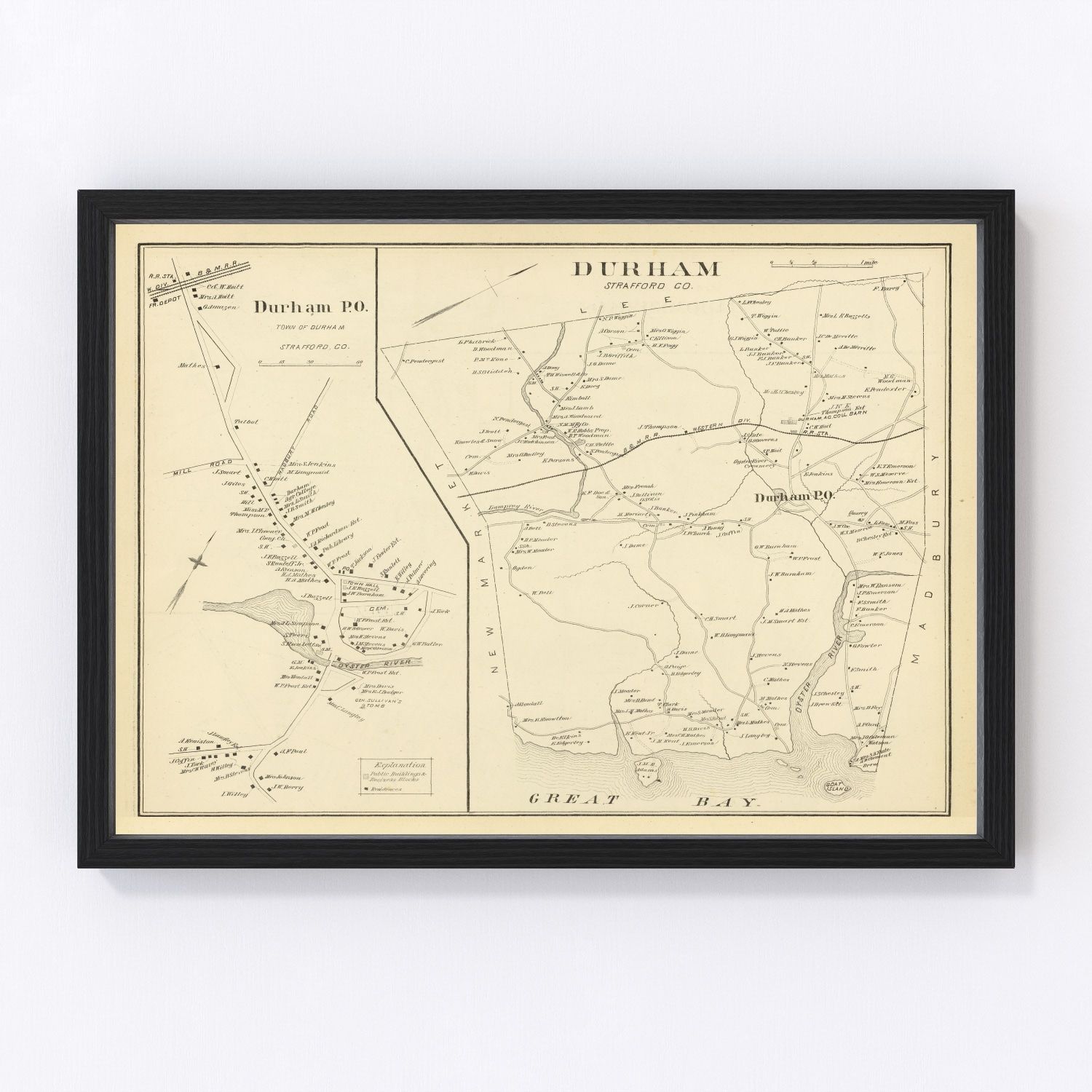 Vintage Map of Durham, New Hampshire 1892