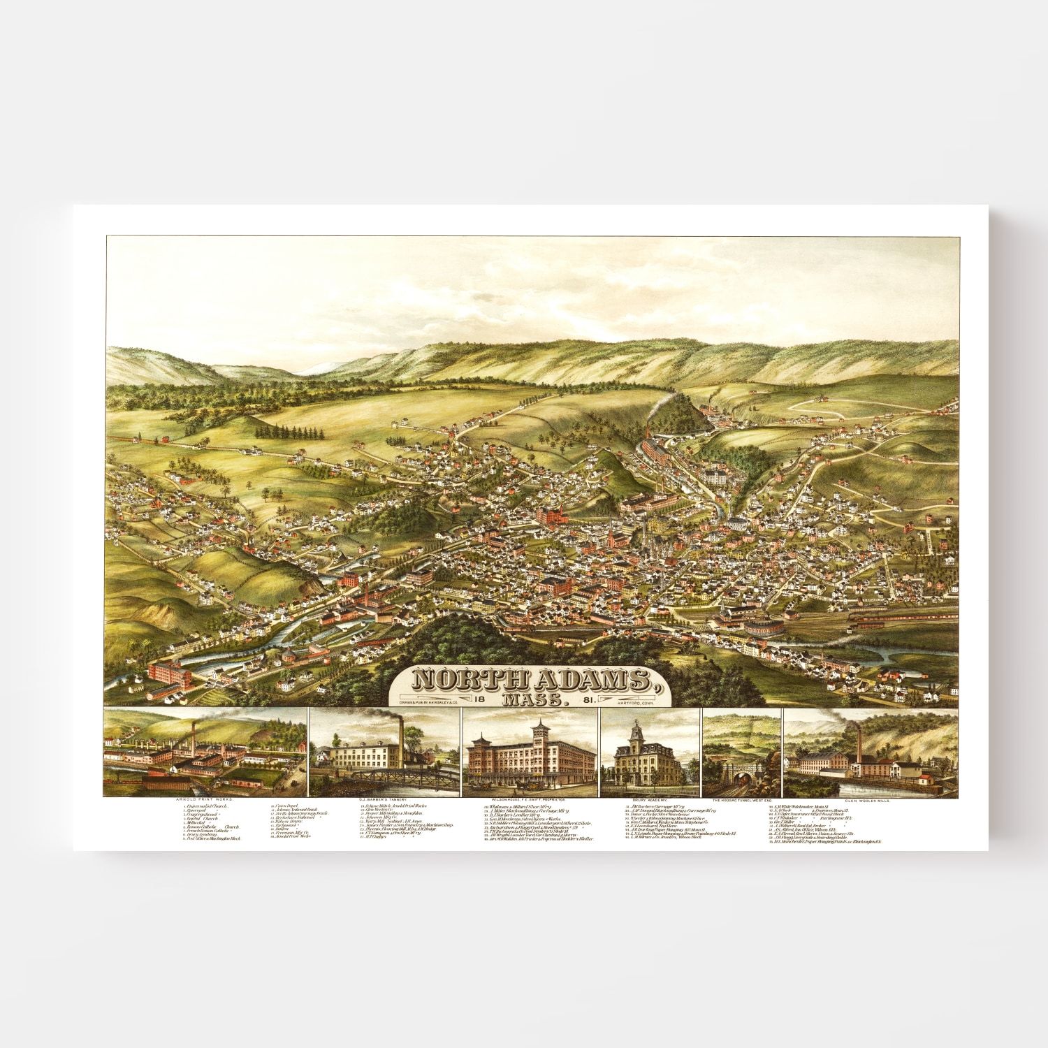 Vintage Map of North Adams, Massachusetts 1881