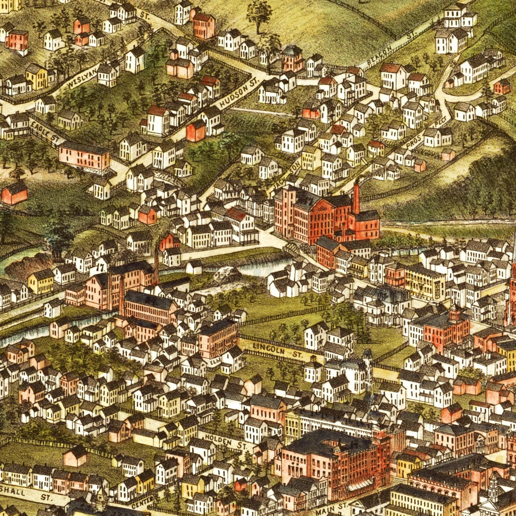 Vintage Map of North Adams, Massachusetts 1881