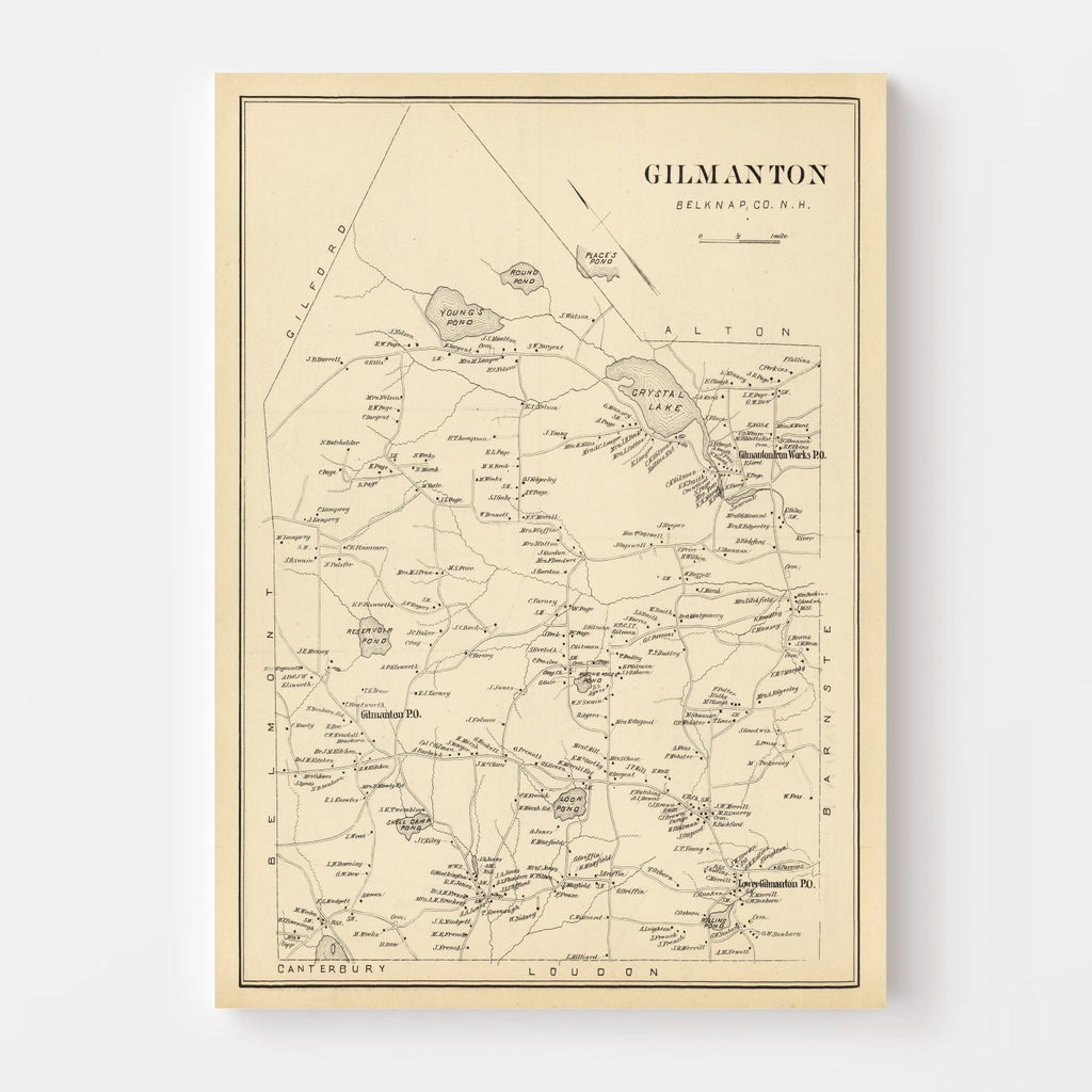 Vintage Map of Gilmanton, New Hampshire 1892