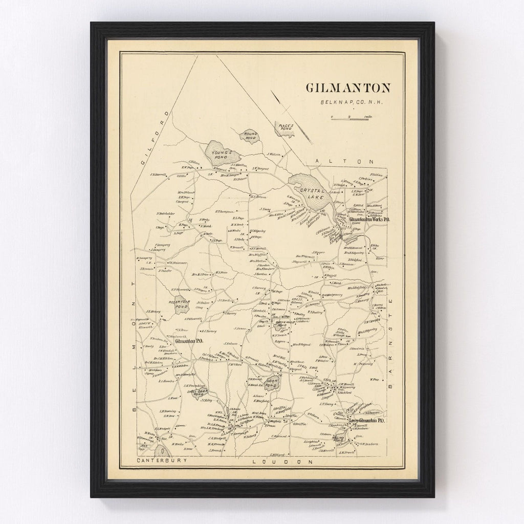 Vintage Map of Gilmanton, New Hampshire 1892