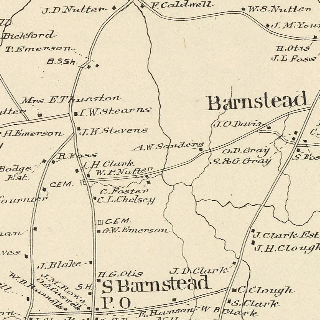 Vintage Map of Barnstead, New Hampshire 1892