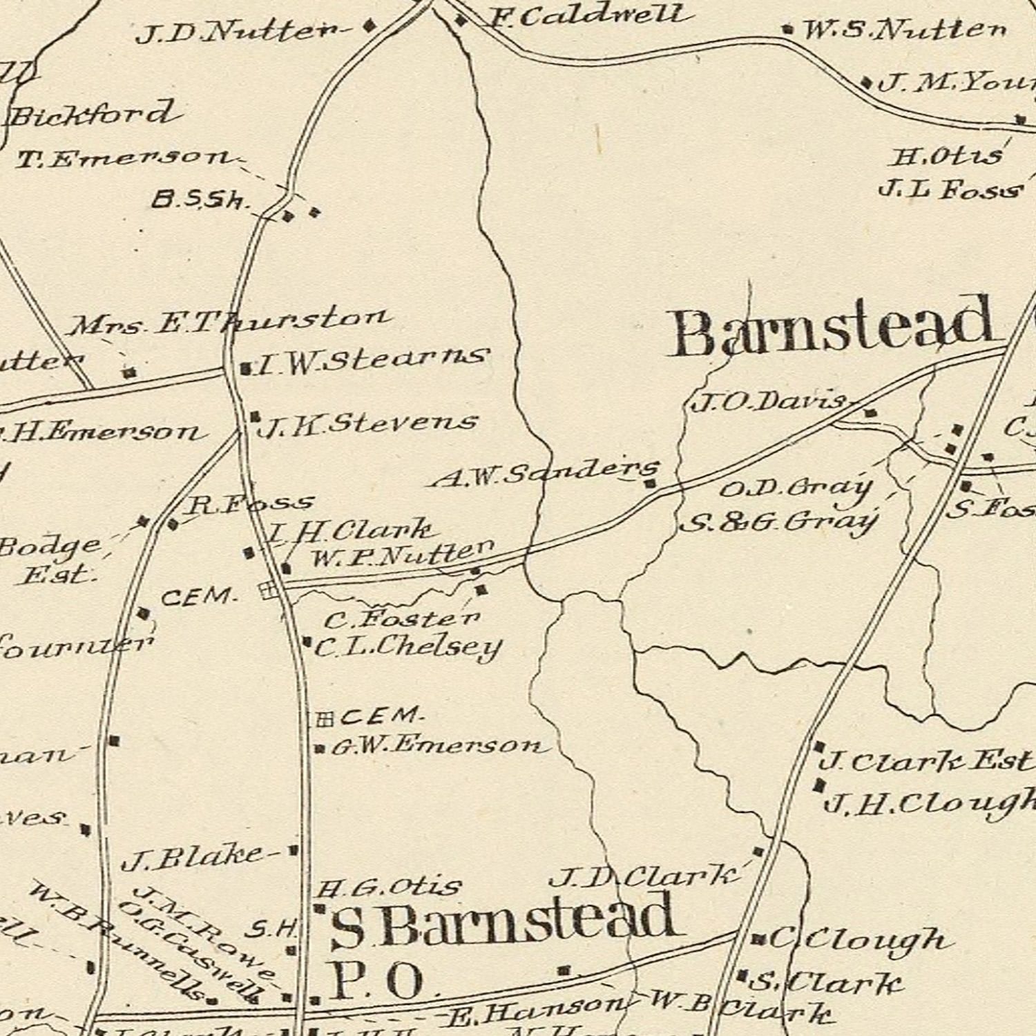 Vintage Map of Barnstead, New Hampshire 1892