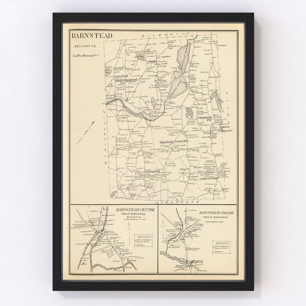 Vintage Map of Barnstead, New Hampshire 1892