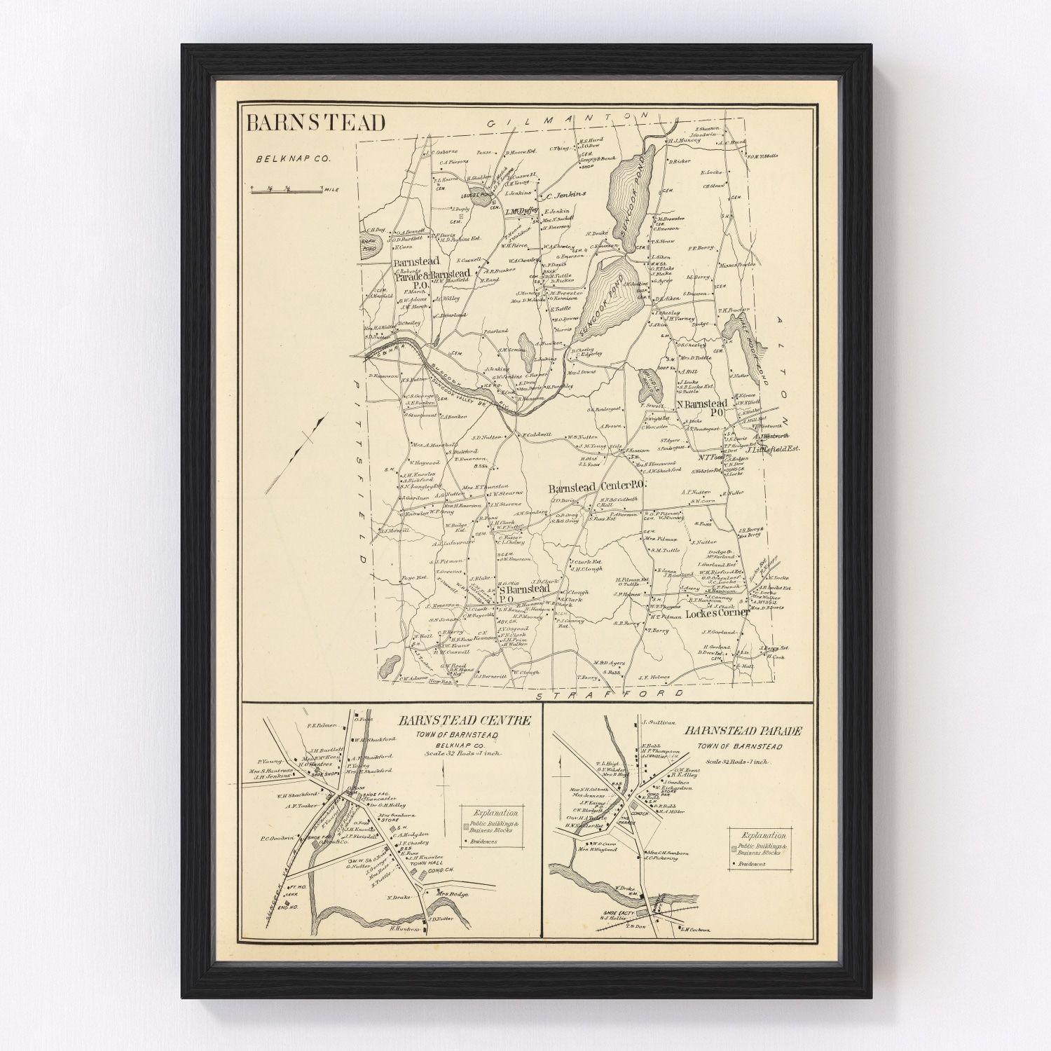 Vintage Map of Barnstead, New Hampshire 1892