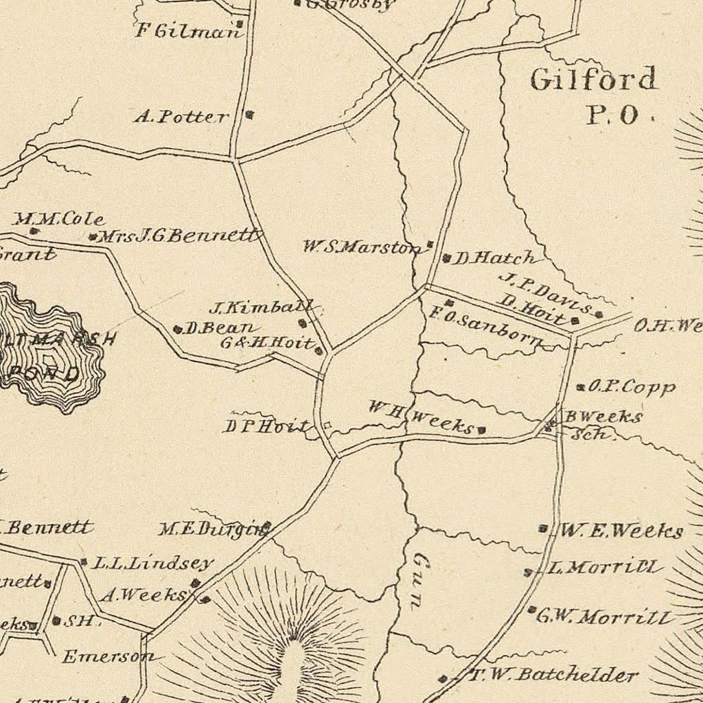 Vintage Map of Gilford, New Hampshire 1892