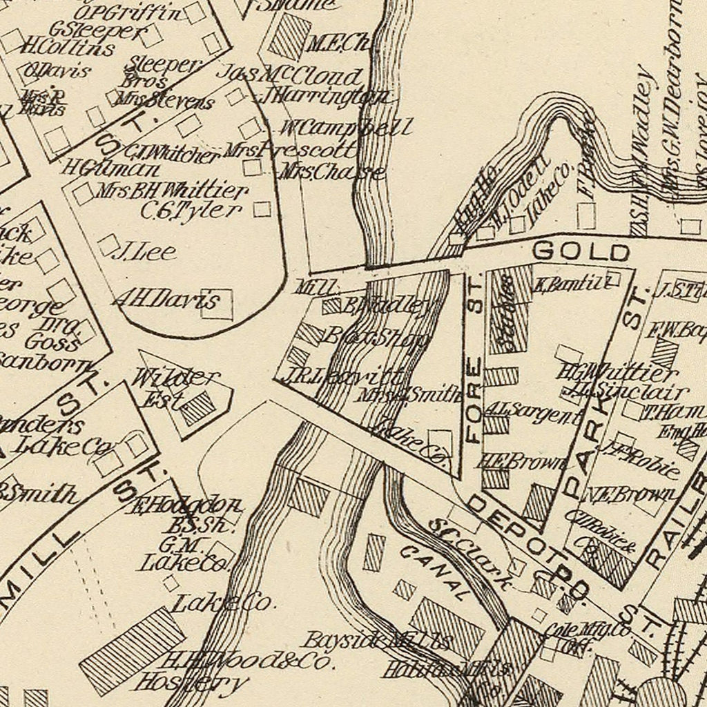 Vintage Map of Lakeport, New Hampshire 1892