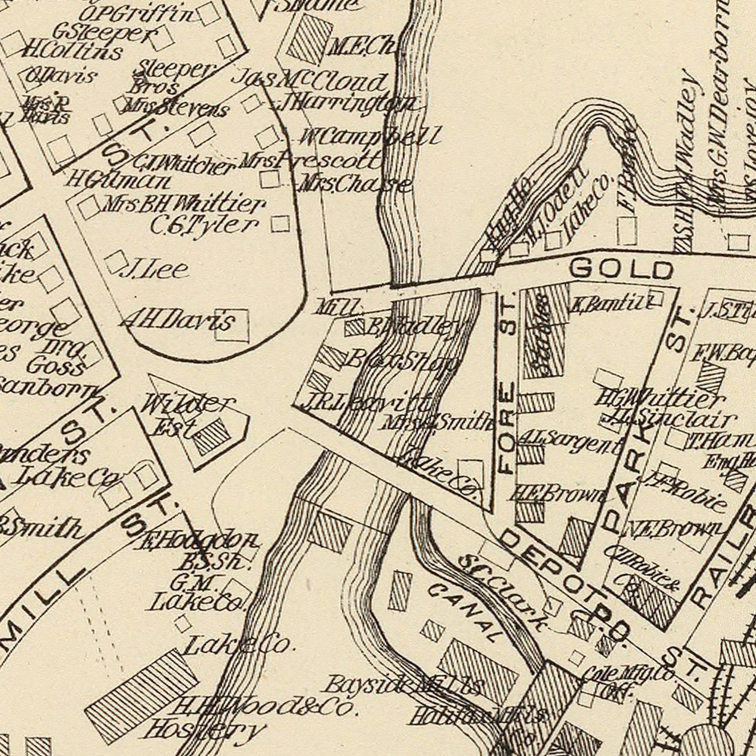 Vintage Map of Lakeport, New Hampshire 1892