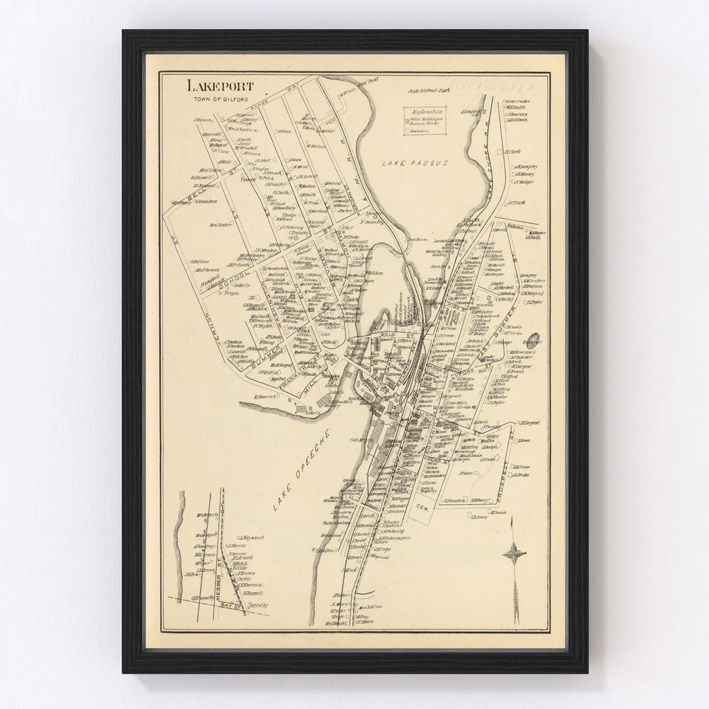 Vintage Map of Lakeport, New Hampshire 1892