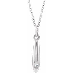 14K White Gold .03 CTW Natural Diamond Geometric 16-18" Necklace