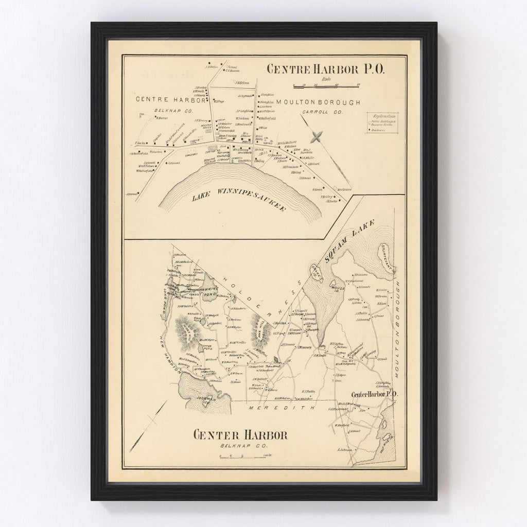 Vintage Map of Center Harbor, New Hampshire 1892