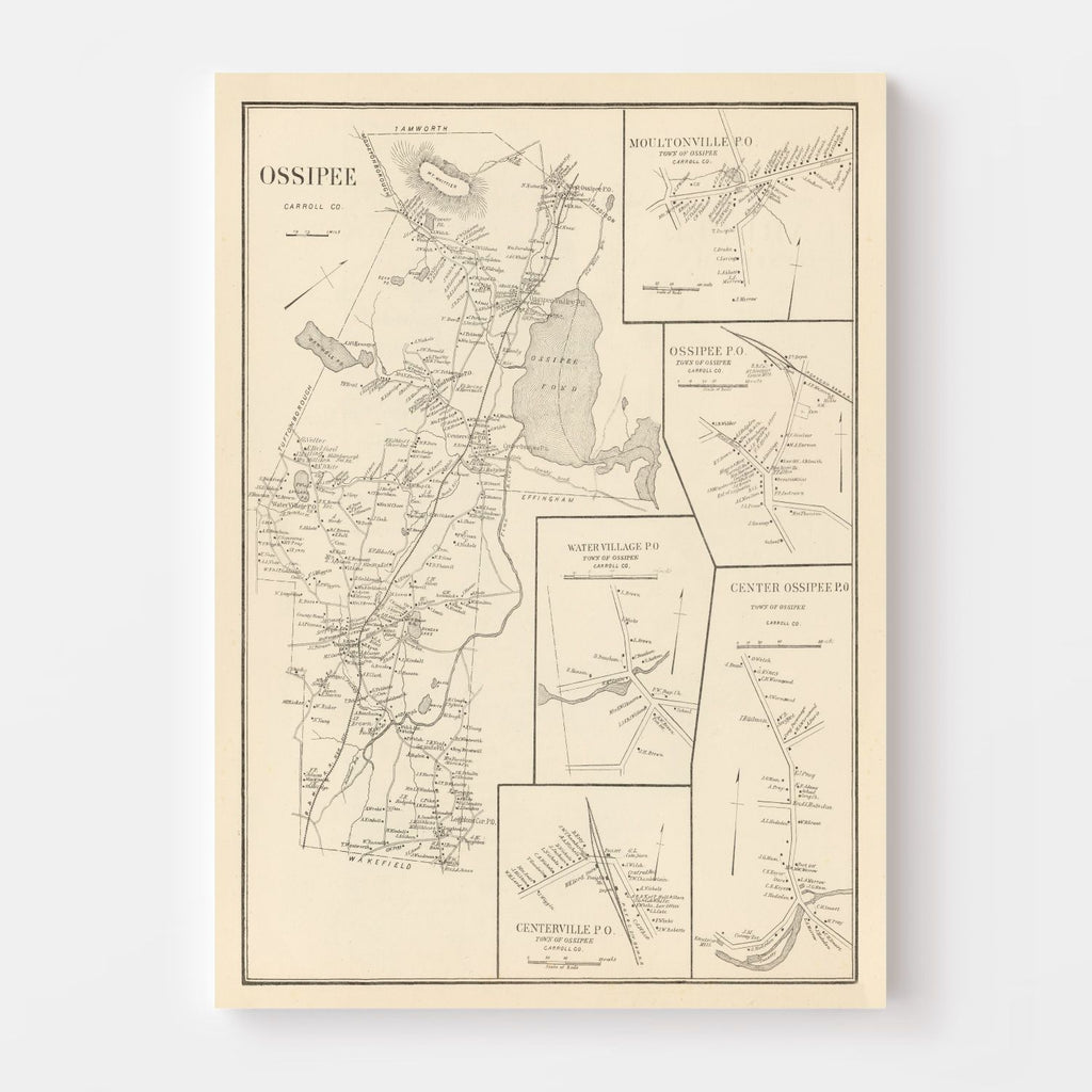 Vintage Map of Moultonville, New Hampshire 1892
