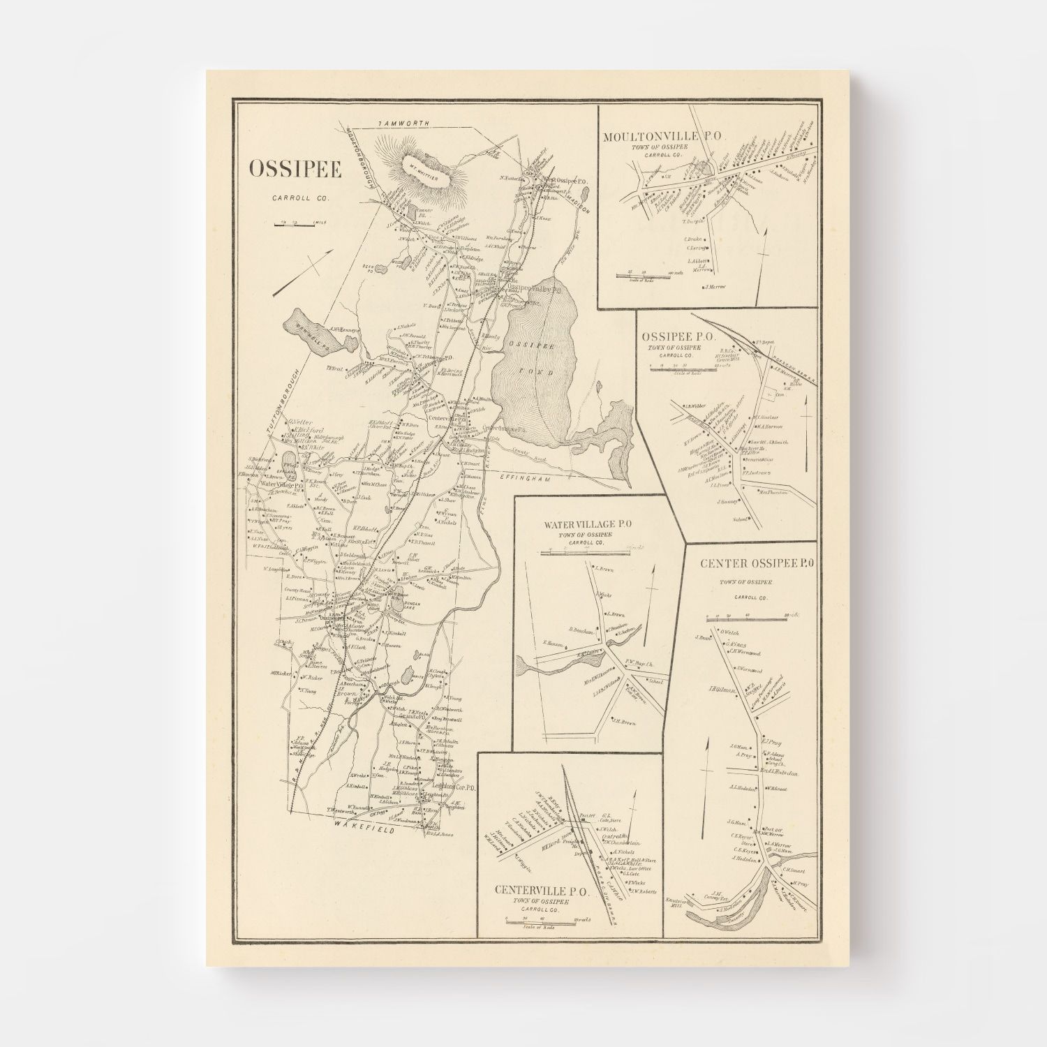 Vintage Map of Moultonville, New Hampshire 1892