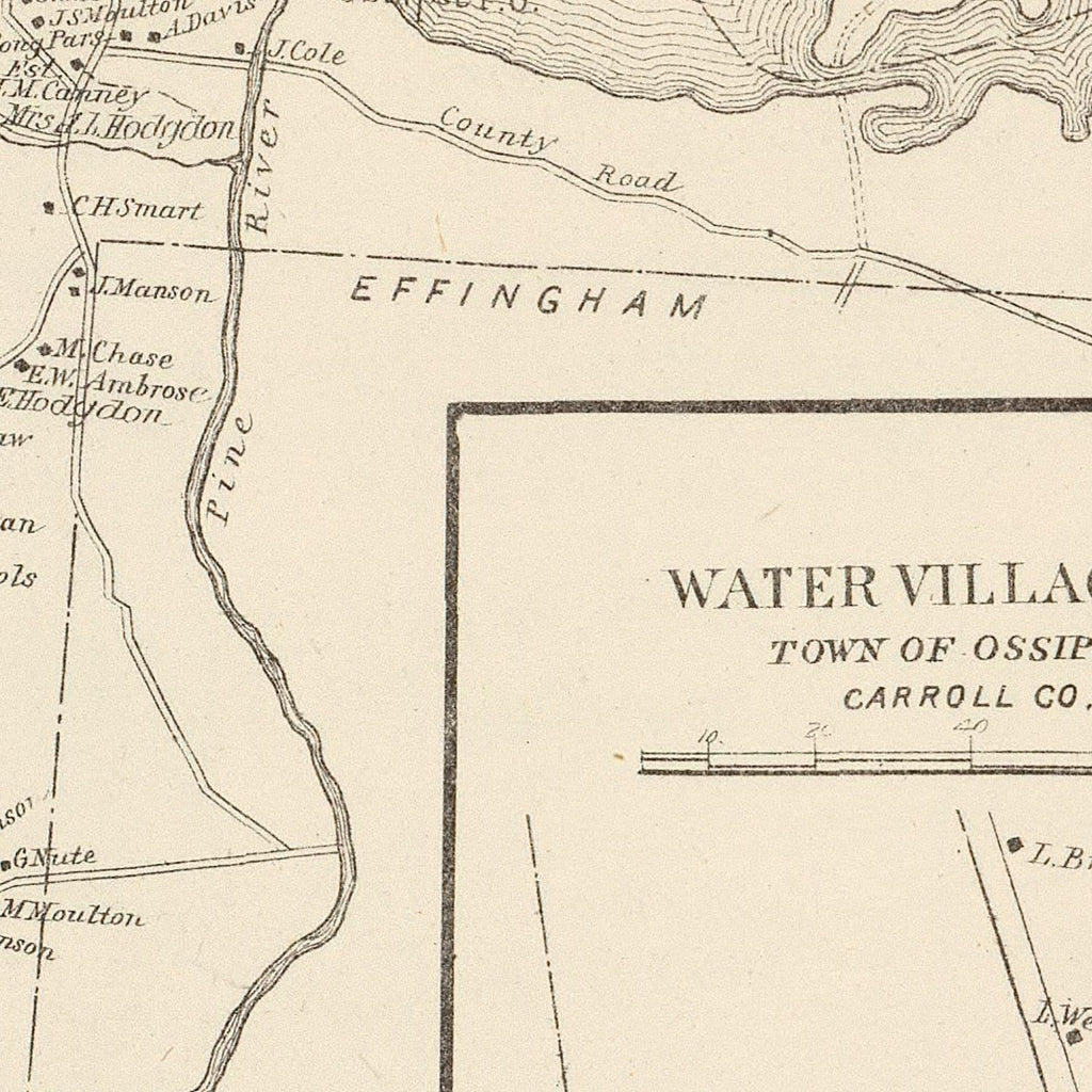 Vintage Map of Moultonville, New Hampshire 1892