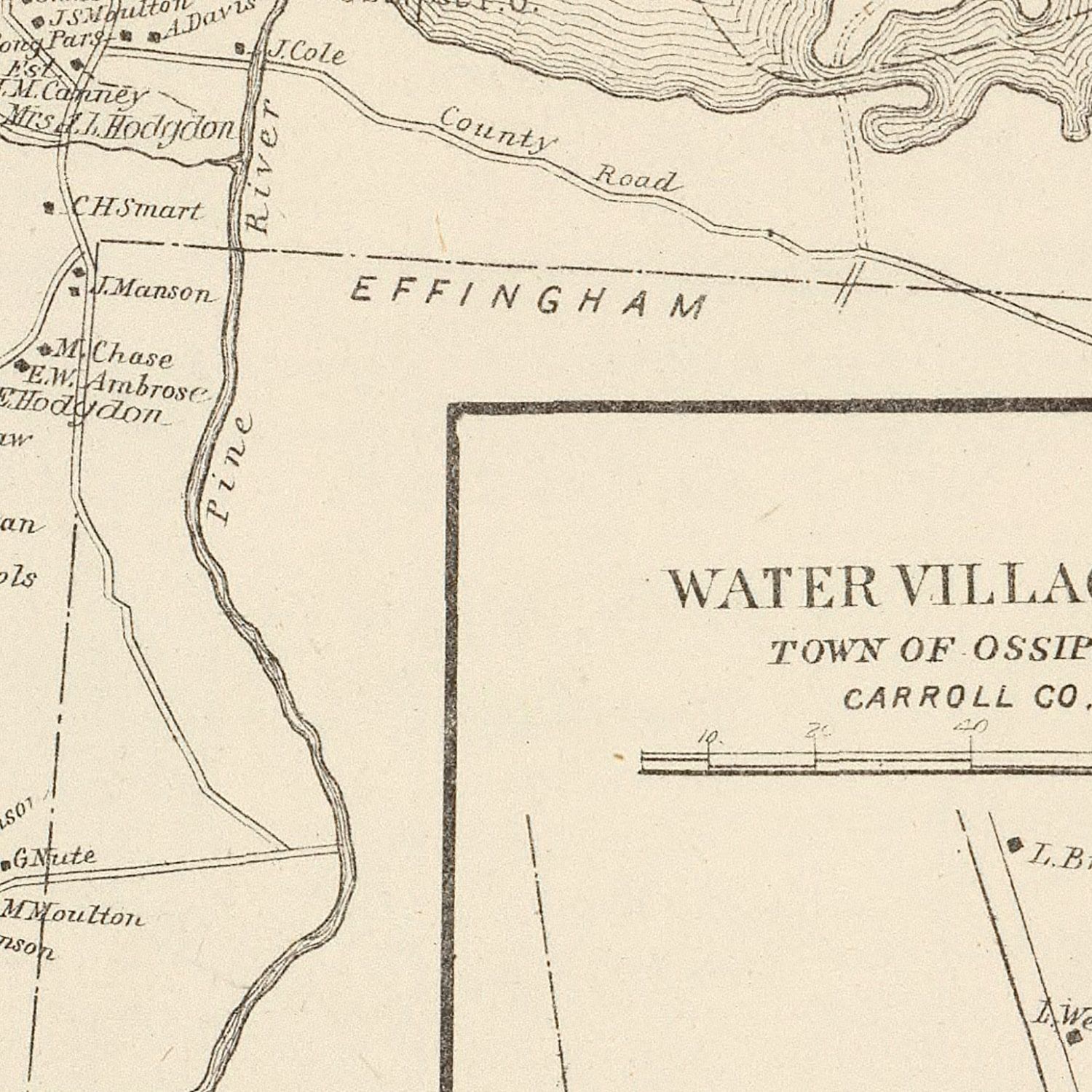 Vintage Map of Moultonville, New Hampshire 1892