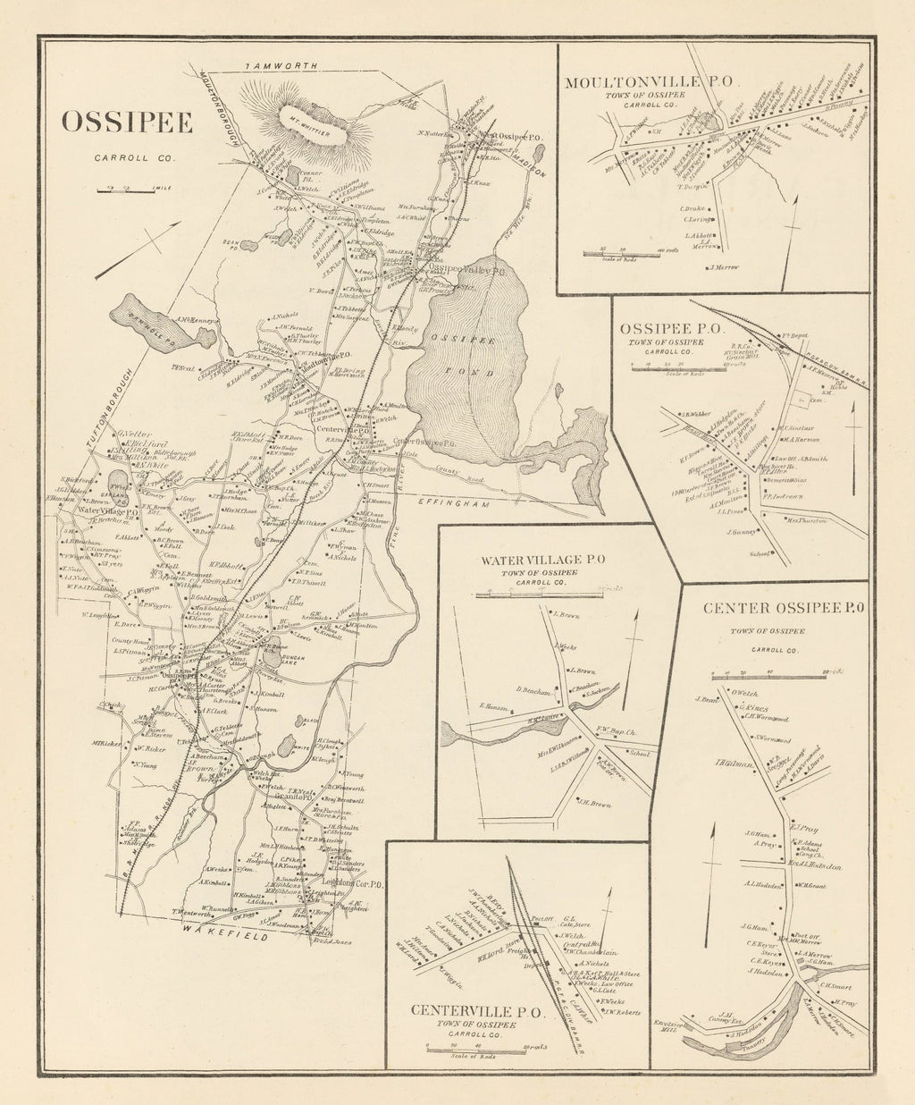 Vintage Map of Moultonville, New Hampshire 1892