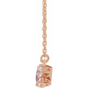 14K Rose Gold Natural Pink Sapphire & 1/6 CTW Natural Diamond 18" Necklace