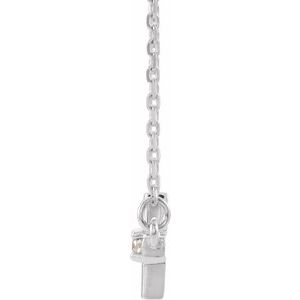 14K White Gold .03 CTW Natural Diamond Sideways Cross 16-18" Necklace