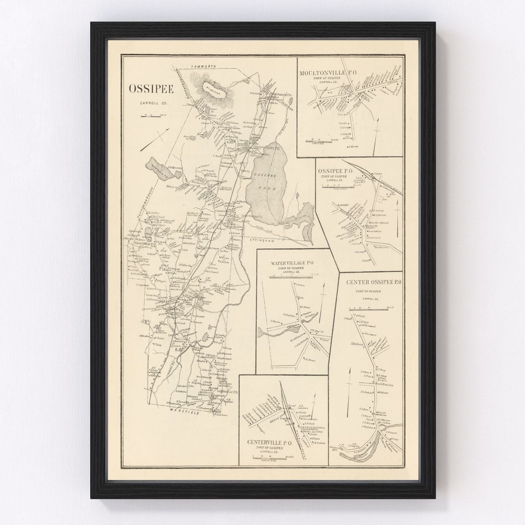 Vintage Map of Moultonville, New Hampshire 1892