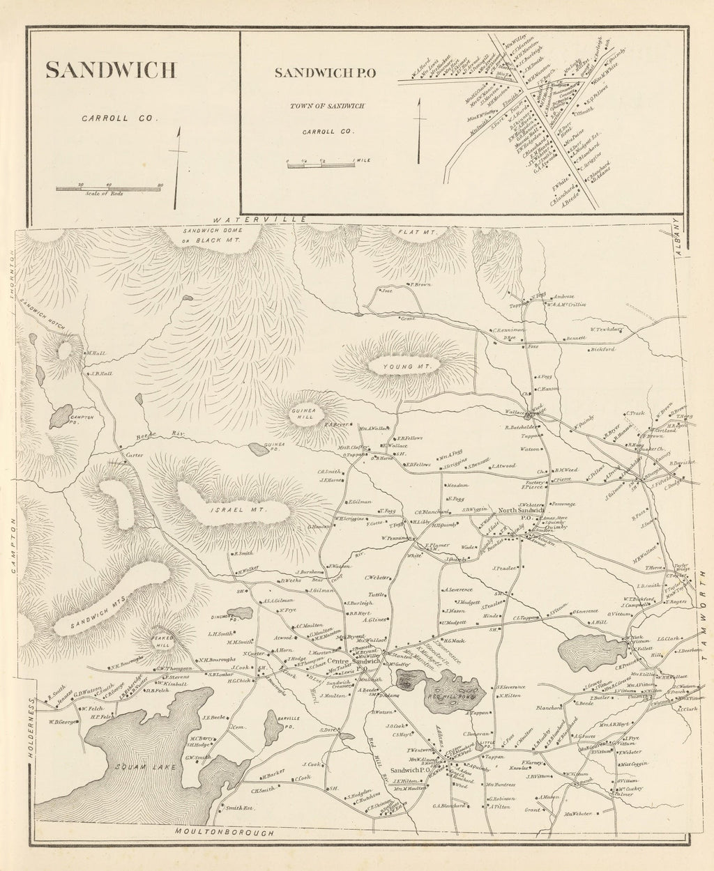 Vintage Map of Sandwich, New Hampshire 1892