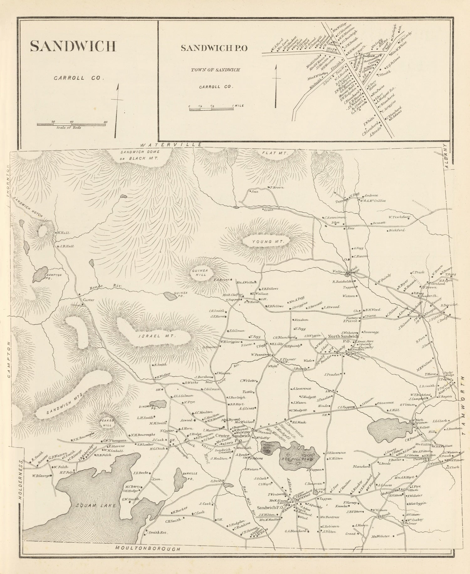 Vintage Map of Sandwich, New Hampshire 1892