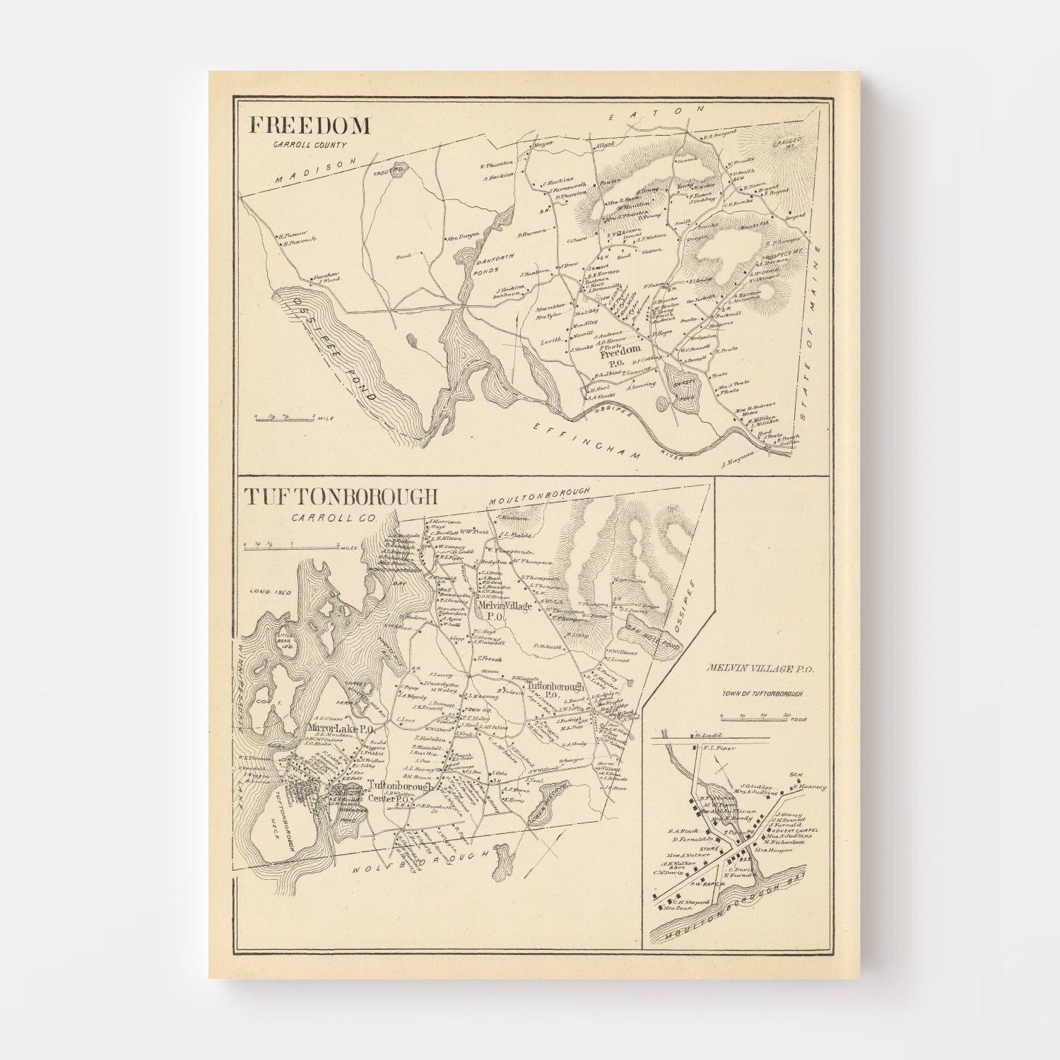 Vintage Map of Freedom, New Hampshire 1892