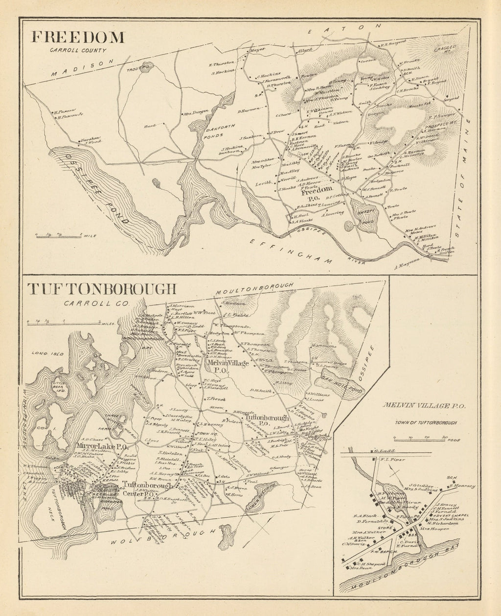 Vintage Map of Freedom, New Hampshire 1892
