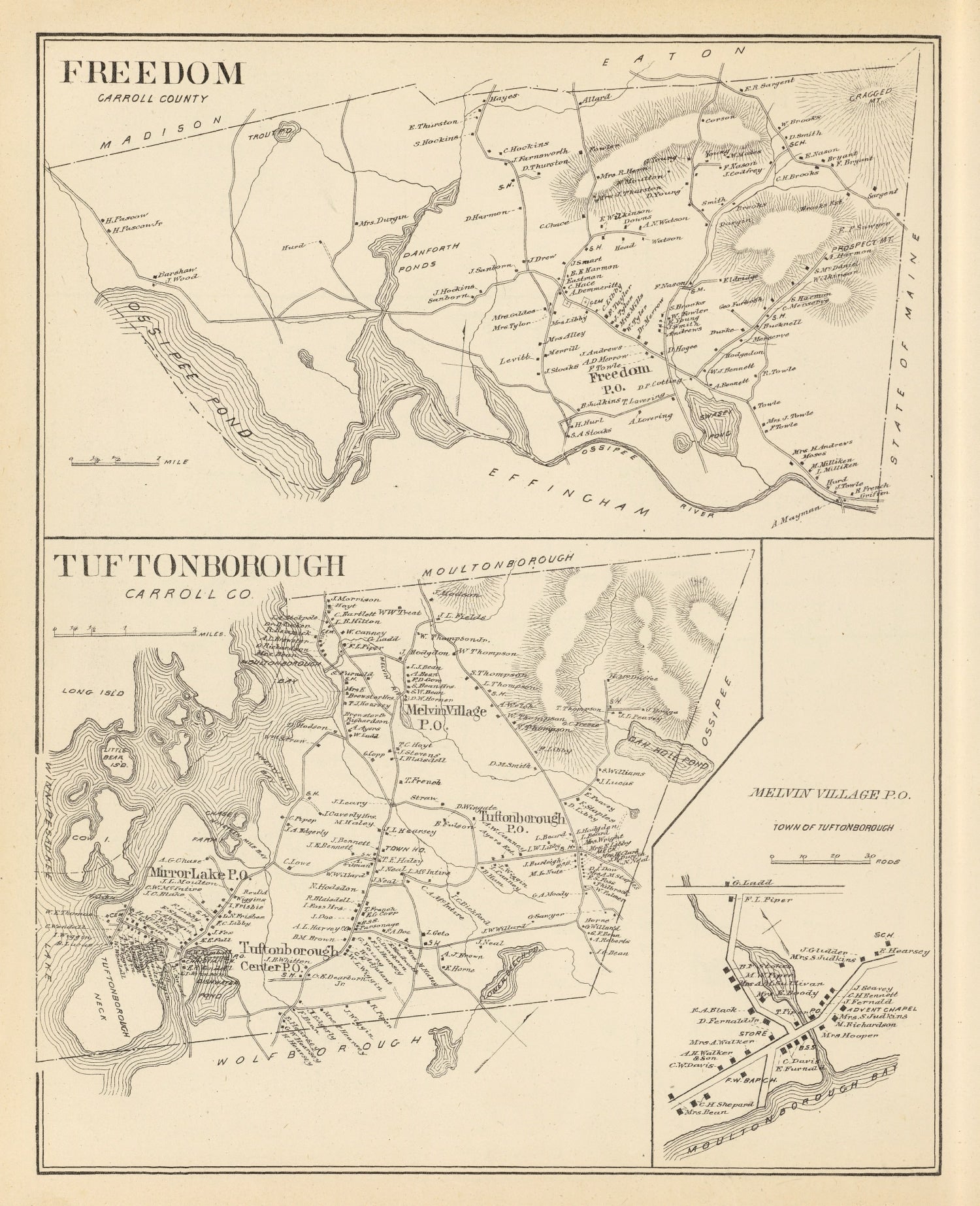 Vintage Map of Freedom, New Hampshire 1892