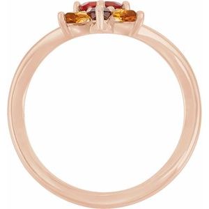 14K Rose Gold Natural Mexican Fire Opal, Natural Mozambique Garnet & Natural Citrine Ring
