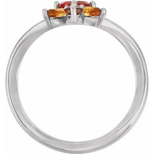Platinum Natural Mexican Fire Opal, Natural Mozambique Garnet & Natural Citrine Ring
