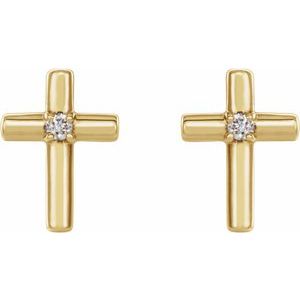 14K Yellow Gold .06 CTW Natural Diamond Cross Earrings – image 2