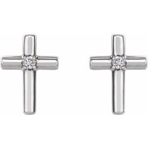 14K White Gold .03 CTW Natural Diamond Cross Earrings – image 2
