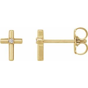 14K Yellow Gold .03 CTW Natural Diamond Cross Earrings